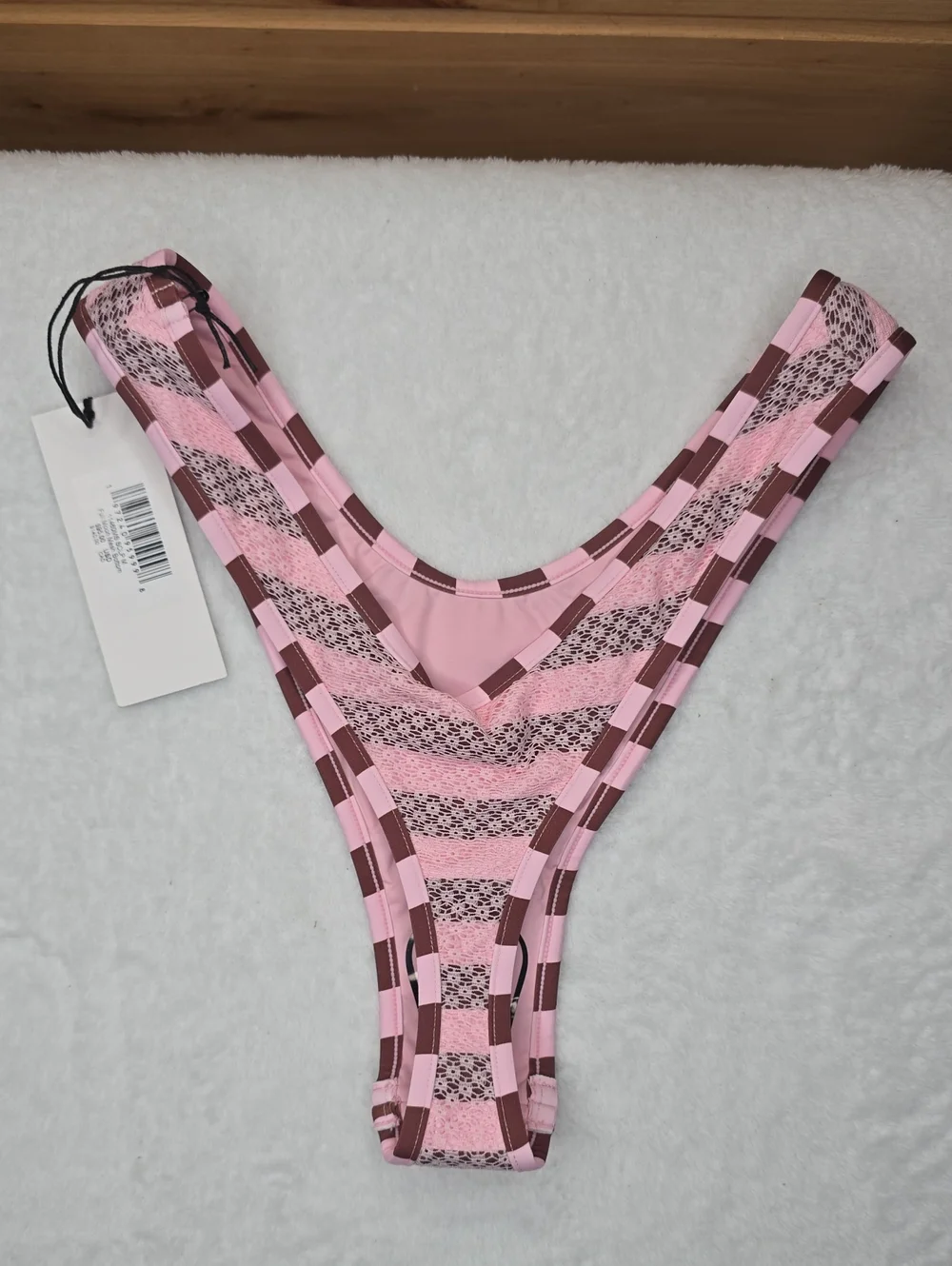 Frankies Bikinis Full Moon Striped Bikini Bottom Sz Med NWT